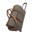 2019 Luxury Leather and Canvas  Small Trolley Travel Bag Luggage Bag for Men Waterproof